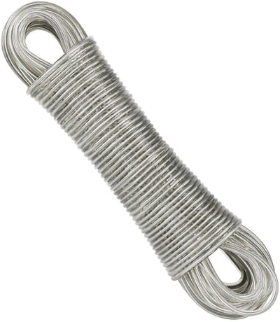 Dailygoods- Waslijn Extra Sterk - Waslijn met Stalen Kern - Roest- en Corrosiebestendig - Geschikt voor Buitengebruik - Capaciteit 120 kg - 4 mm Dikte - Wasdraad