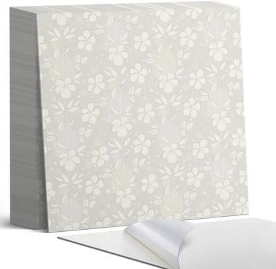 Coloray Plaktegels - Bloemenpatroon op de achtergrond Zelfklevende Tegels - 20 cm x 20 cm - Grijs Plaktegels - 20 stuks - Vierkant PVC Tegels - Plaktegels Badkamer - Plaktegels Vloer - Vinyltegels Vloer Zelfklevend - Wandtegel Zelfklevend