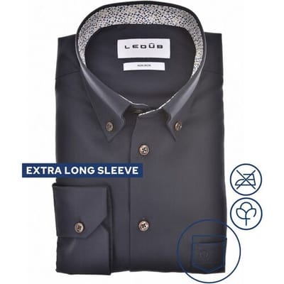 Ledûb Overhemd Urban Contrast Collar Mouwlengte 7 Donker Blauw / male