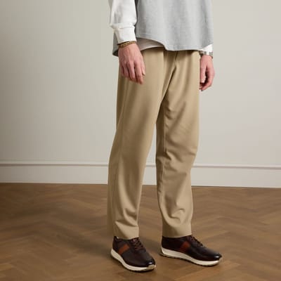 Manfield - Heren - Bruine leren sneakers - Maat 43