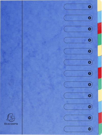 Exacompta 6x Sorteermap Harmonika met uitrekbare rug en elastosluiting - 12 indelingen - Blauw - 5112E