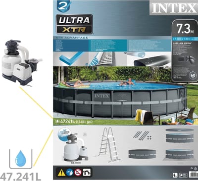 Intex Ultra XTR Frame Zwembad - Opzetzwembad - 732x132 cm - Inclusief Onderhoudspakket en Filterbollen
