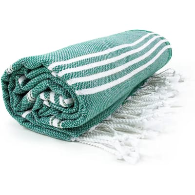 The One Towelling Hamam Sultan handdoek - 100 x 180 cm - Sauna Handdoek - Hamamdoek strandlaken - 100% katoen - Petrol/Wit