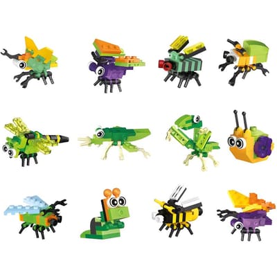Nieuw Moc Marine Insect Vogel Bouwsteen Vis Hert Draak Dier Set Model Kleine Deeltjes Puzzel Monteren Kind Speelgoed Stenen Cadeau green