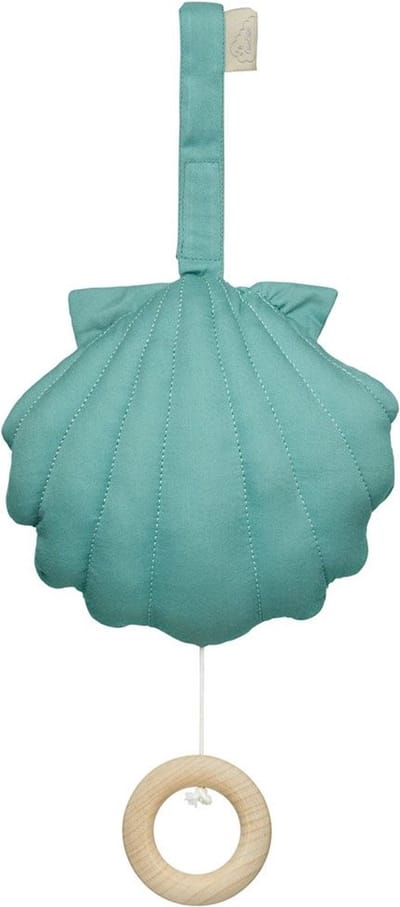 Muziekdoosje schelp met klittenbandlus - canal green