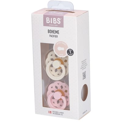 BIBS Boheme Fopspeen - 0-6 mnd - 2-pack - Rond - Ivory/Blossom