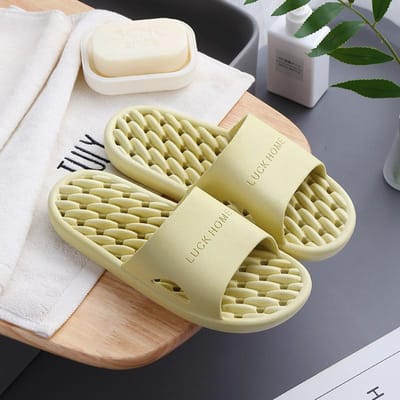 Badkamerslipper Antislip Eenvoudig Effen Kleur Douche Lekkende Slippers Koppel PVC el Slippers voor dames en heren 36-37 beige