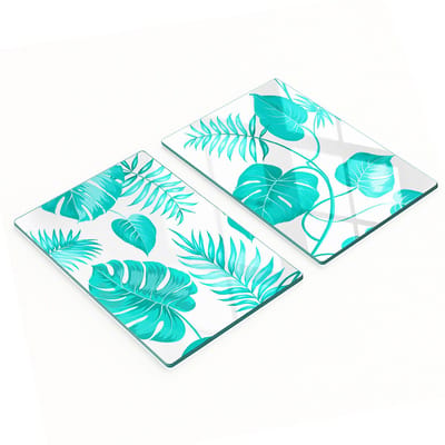 Keukenplanken van gehard glas met tropische bladerenmotief, 2x40x52 cm