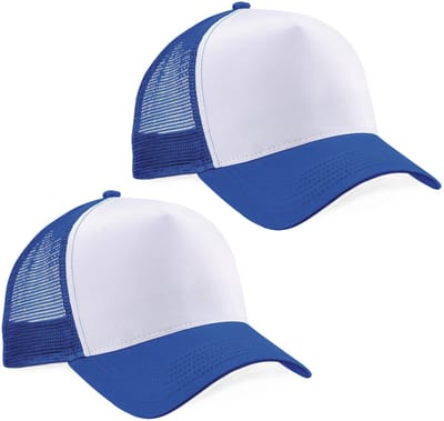 Truckers baseballcap - 2x - blauw/wit - volwassenen - voordelige petjes/caps - verstelbaar
