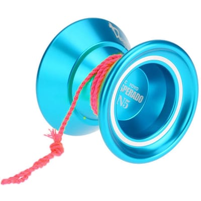 Magic Yoyo avec Corde Tournante Yo-Yo N5 Alliage d'Aluminium Métal Yo-Yo Roulement KK à 8 Billes Yoyo Récupérable avec Système en Silicone Lisse et Écart Réglable bleu