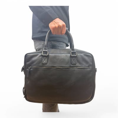 DSTRCT Preston Park Dames & Heren laptoptas - 17 inch - Werktas A4 - Leer - Zwart