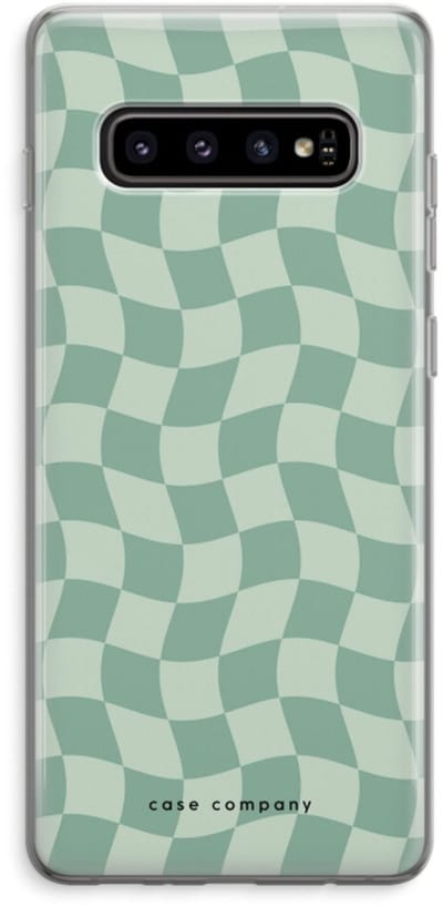 Case Company® - Hoesje geschikt voor Samsung Galaxy S10 Plus hoesje - Grid Groen - Soft Cover Telefoonhoesje - Bescherming aan alle Kanten en Schermrand