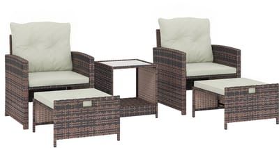 Balkonset 2 personen - Tuinset - Bistroset - Bruin + Crème Wit + Zwart - Weerbestendig - 5 delig - Tuintafel en 2 stoelen - 2 personen - Gecoat staal - Onderhoudsvrij staal