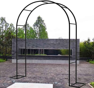 Metalen Tuinboog - Rozenboog Bruiloft - Planten Ondersteunen - Afneembare Basis - B1.8m x H2.2m - Wit