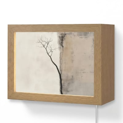 Wandlamp 20x15 cm - Oplaadbaar - Wabi sabi - Plant - Beige - Wandlampen binnen woonkamer - Slaapkamer lamp met kabel - Decoratieve nachtlamp - Vloerlamp snoer