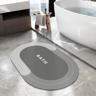 Absorberende Antislip Badmat voor Douche en Badkamer - Wasbaar en Sneldrogend (Grijs, 43x80cm)