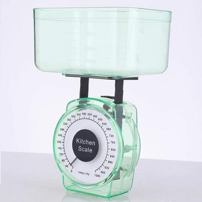 Dailygoods- Keukenweegschaal Mechanisch - Capaciteit 1kg - PP Kunststof - Nauwkeurig Meten - Compacte Afmetingen 114x90x33mm - Eenvoudig Afleesbaar - Weegschaal