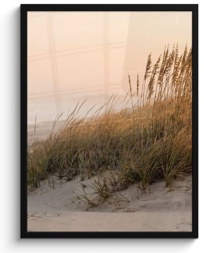Poster in lijst - Fotolijst 60x80 cm - Posters - Duinlandschap - Zonsondergang - Strand - Posterlijst zwart - Decoratie - Wanddecoratie woonkamer - Muurdecoratie slaapkamer