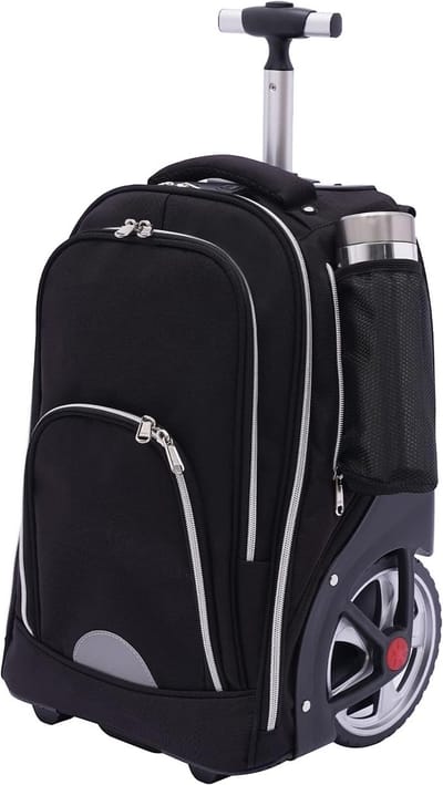 Reis Trolley Bag met Wielen voor Laptop, Handbagage en Rugzak, 33 x 25 x 49 cm, Zwart, Ideaal voor Zakenreizen en Vakanties