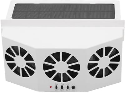OmGoods - Dailygoody - Ventilatoren Autokoeler - Zonne-energie - Draagbaar en Energiebesparend - Wit - Grote Groothoek - Geschikt voor Auto