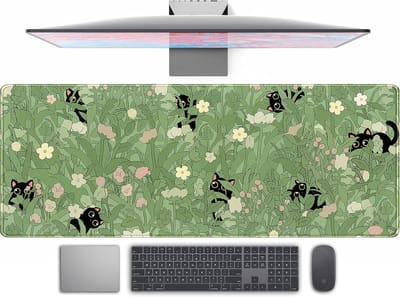 Leuke groene bladeren en bloemen muismat XL voor bureau en gaming