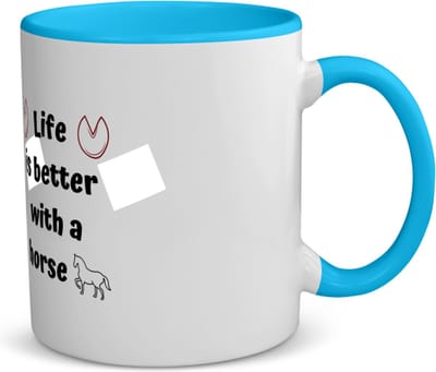 Akyol - life is better with a horse koffiemok - theemok - blauw - Paarden - paarden liefhebbers - verjaardag - cadeau - kado - geschenk - 350 ML inhoud