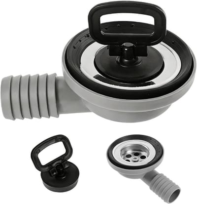 Spoelbakafvoer 50 mm met afsluitdeksel voor keukens, caravans en boten, waterafvoer systeem