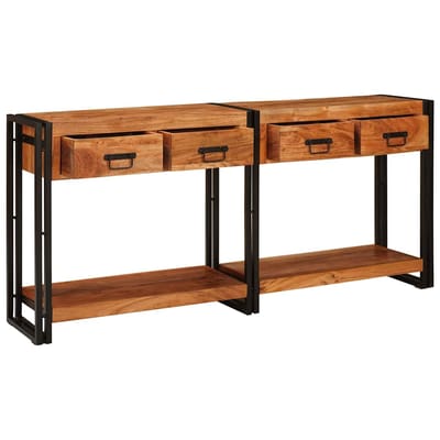 vidaXL - Wandtafels - 2 - st - Bruin - 161 - x - 33 - x - 75 - cm - Massief - Acacia - Hout