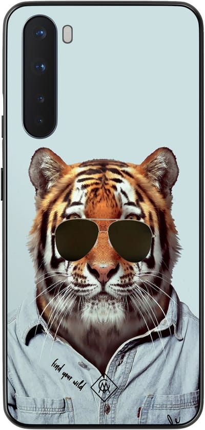 Casimoda® hoesje - Geschikt voor OnePlus Nord - Tijger Wild - TPU - Backcover - Blauw - Tijger