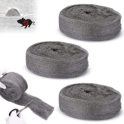 3 Rolls Steel Wool - Thread Wool - 0000 Fine Steel Wool - Steel Wool Against Mice - Holes and Wall Cracks - Home - Garden - Cleaning en Polishing