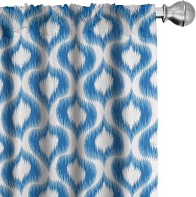 ABAKUHAUS Ikat-gordijnen – 2x75x225 cm – microvezel – Blauw-Wit