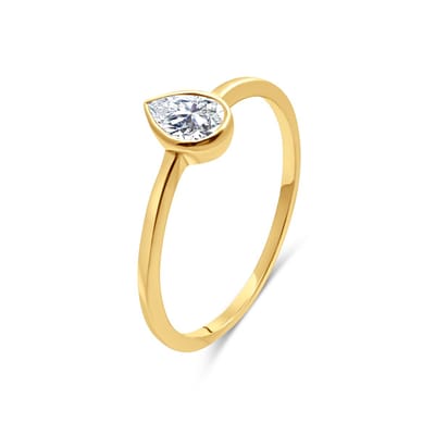 New Bling 9NBSAM-G230357 Gouden Ring met Zirkonia - Dames - Druppel - 6,5x5mm - Maat 54 - 14 Karaat - Goud