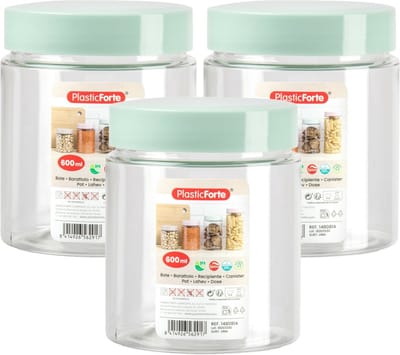PlasticForte Voorraadpot/bewaarpot - 6x - 600 ml - kunststof - mint groen - B10 x H12 cm
