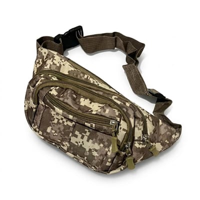 Camouflage heuptas heren canvas crossbody tas met vier ritsvakken verstelbare schouderband outdoor sport reis tas tactical stijl casual heup tas compacte opberg tas voor dagelijks gebruik