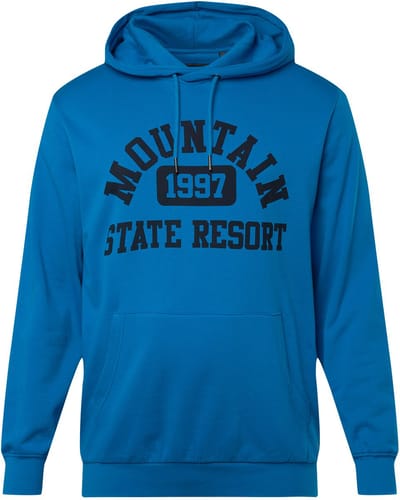 Men Plus - Heren - Hoodie printmotief capuchon kangoeroezak - Azuurblauw - Maat L