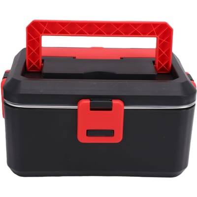 Boîte à lunch électrique Chauffe-plat Acier inoxydable Portable Chauffe-plat pour Voiture Camion Travail Voyage L red