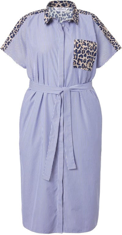 Studio Untold - Dames - Overhemdjurk oversized model leopatch - Donkerblauw - Maat 50+