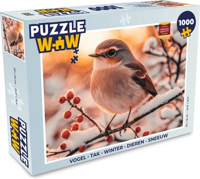Puzzel Vogel - Tak - Winter - Dieren - Sneeuw - Legpuzzel - Puzzel 1000 stukjes volwassenen