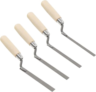 Set van 4 Voegtroffels met Houten Handvat - Ideaal voor Pleisterwerk, Plamuren en Voegwerkzaamheden (8 mm, 10 mm, 12 mm, 15 mm)