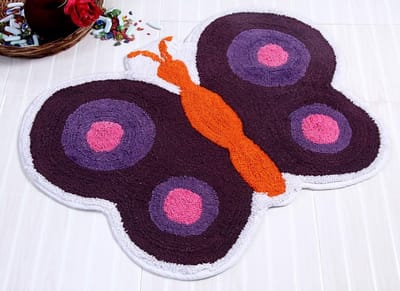 Homescapes kindervloerkleed paarse vlinder 100% katoen