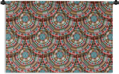 Wandkleed - Wanddoek - Tegel - Azteken - Cirkels - Patronen - 180x120 cm - Wandtapijt
