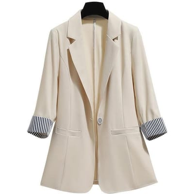 Damespakjas Lente en Zomer Nieuw Slim-fit Drapé Dunne Stijl Zevenkwartsmouw Pak Top 4XL