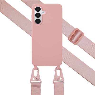 Selencia Hoesje - Geschikt voor Samsung Galaxy A36 - Siliconen hoesje met afneembaar koord - Sand Pink