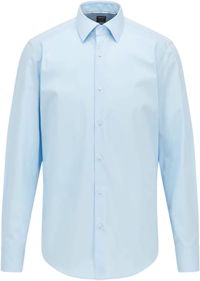BOSS Joe regular fit overhemd - popeline - blauw - Strijkvriendelijk - Boordmaat: 38