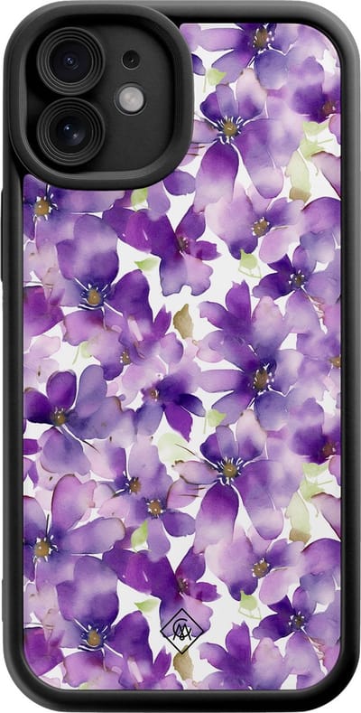 Casimoda® hoesje - Geschikt voor iPhone 11 - Floral Violet - Effen telefoonhoesje met lensbescherming - Siliconen/TPU - Backcover - Paars