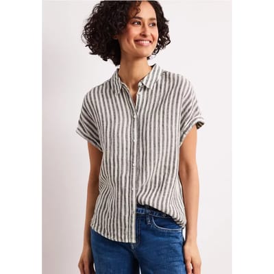 Gestreepte linnen blouse