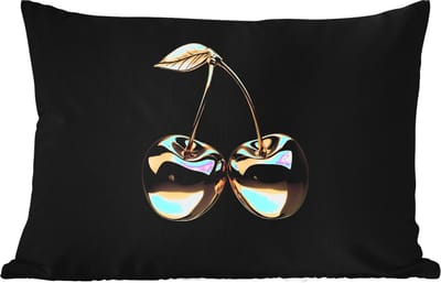 Buitenkussens - Kersen - Zwart - Goud - Chrome - 60x40 cm - Weerbestendig