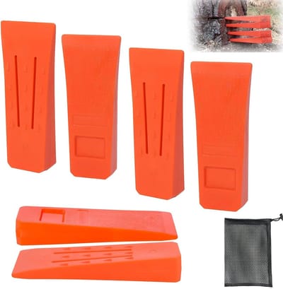 6 x kettingzaag accessoires, splijtwedge met spikes voor veilig vallen, robuuste en duurzame houtbewerking tools, ideaal voor boswerk en houtbewerking