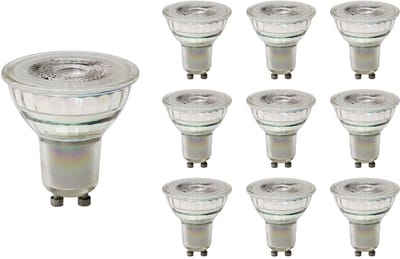 Spectrum LED Lamp GU10 - 7.5W - 230V - 1100 Lumen - 3000K Warm Wit - Ø50mm - Voor Werkverlichting, Spiegelkast of Garage - 10 stuks