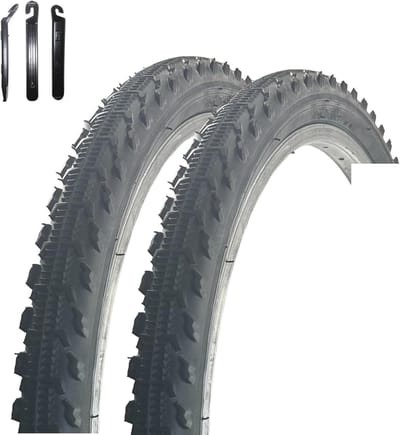 2x Fietsbanden Zwart 24 Inch 47-507 (24 x 1.75) Inclusief Montagehendels
